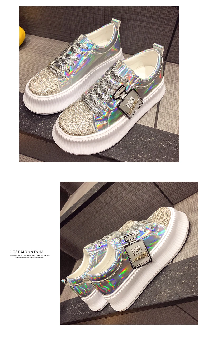 Brand Women Sneakers Slip on Fashion Platform Flats for Lady Spring Autumn Summer Slipony Rhinestone Blingbling Casual Shoes