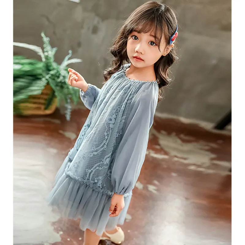 DFXD/весеннее кружевное Сетчатое платье-пачка принцессы для больших девочек