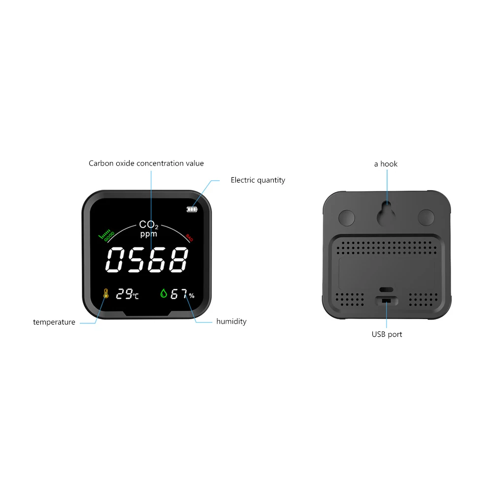 Multifunctional 3 in1 CO2 Meter Digital Temperature Humidity Tester Air Quality Monitor Carbon Dioxide Detector | Инструменты