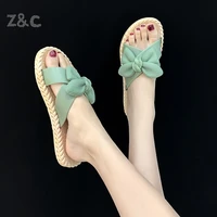 bow slippers female summer 2022 new ins style fashion young girls sandals flip flops non slip women beach shoes outdoor slides