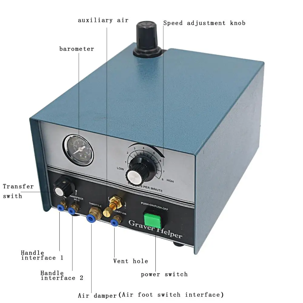 

High Quality Graver Helper Pneumatic Engraving Machine with Two Handpieces Jewelry Tools & Equipment 110V/220V