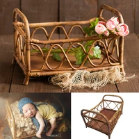 newborn photography props vintage rattan woven basket infant photo shooting accessories baby shoot posing props girl fotografia