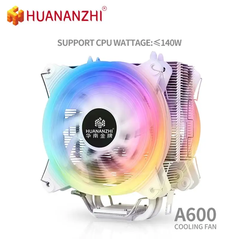 

HUANANZHI A600 двойной охлаждающий вентилятор 4 медная тепловая трубка RGB светодиодный ЦП для Intel 115X 1366 2011 AMD Платформа ПК вентилятор Радиатор