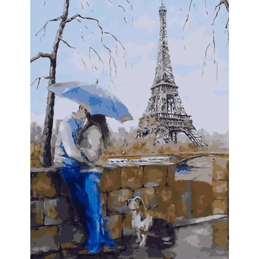 Картина по номерам Парижская башня сделай сам для раскрашивания на холсте