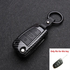 ABS Carbon Fiber Silicone Car Key Cover Protector Case for Audi A3 A4 A5 C5 C6 8L 8P B6 B7 B8 C6 RS3 Q3 Q7 TT 8L 8V S3 Keychain