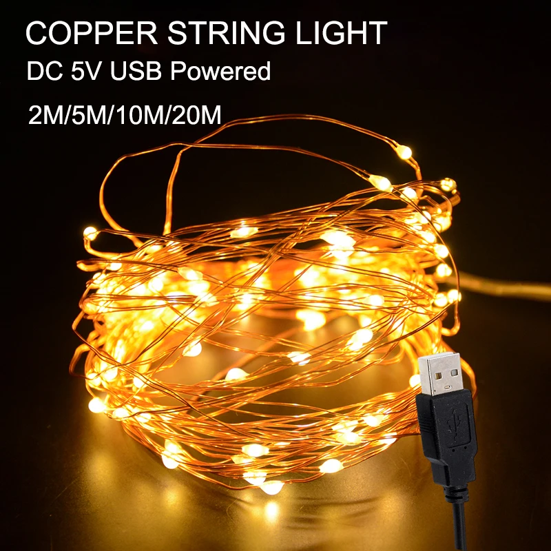 5V USB PoweredLED строка светильник Фея гирлянда Рождественская украшения для