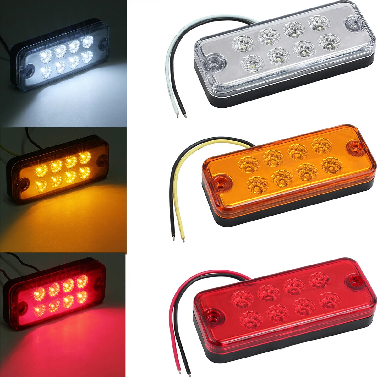 

6 шт., янтарные фонари для грузовиков, габаритные огни, габаритные огни для прицепа, грузовика, пикапа, белый, синий, красный