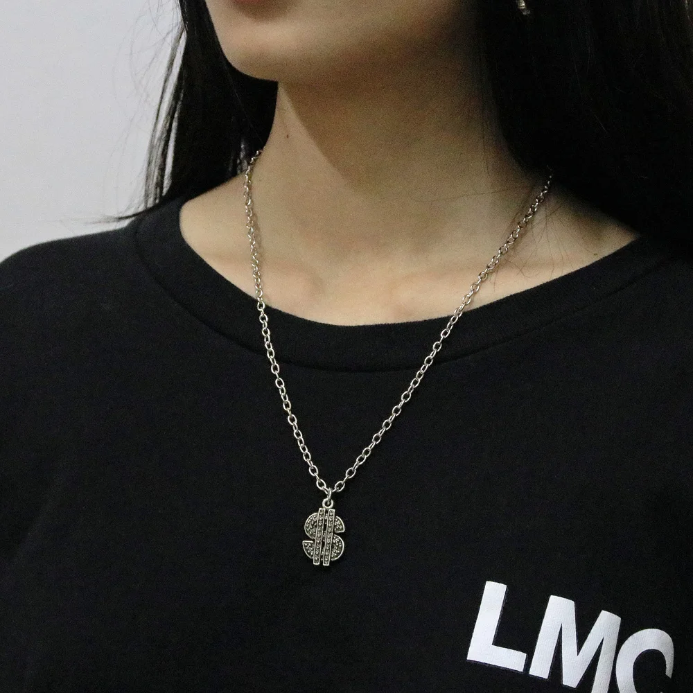 Хип хоп музыкальный фестиваль доллар знак Кролик ожерелье панк кулон ожерелья