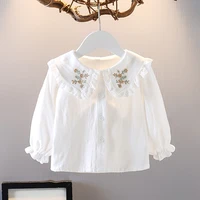 embroidery long sleeve children shirts cotton girls blouse for kids spring cute toddler lace tops girls clothing for 12m 8y