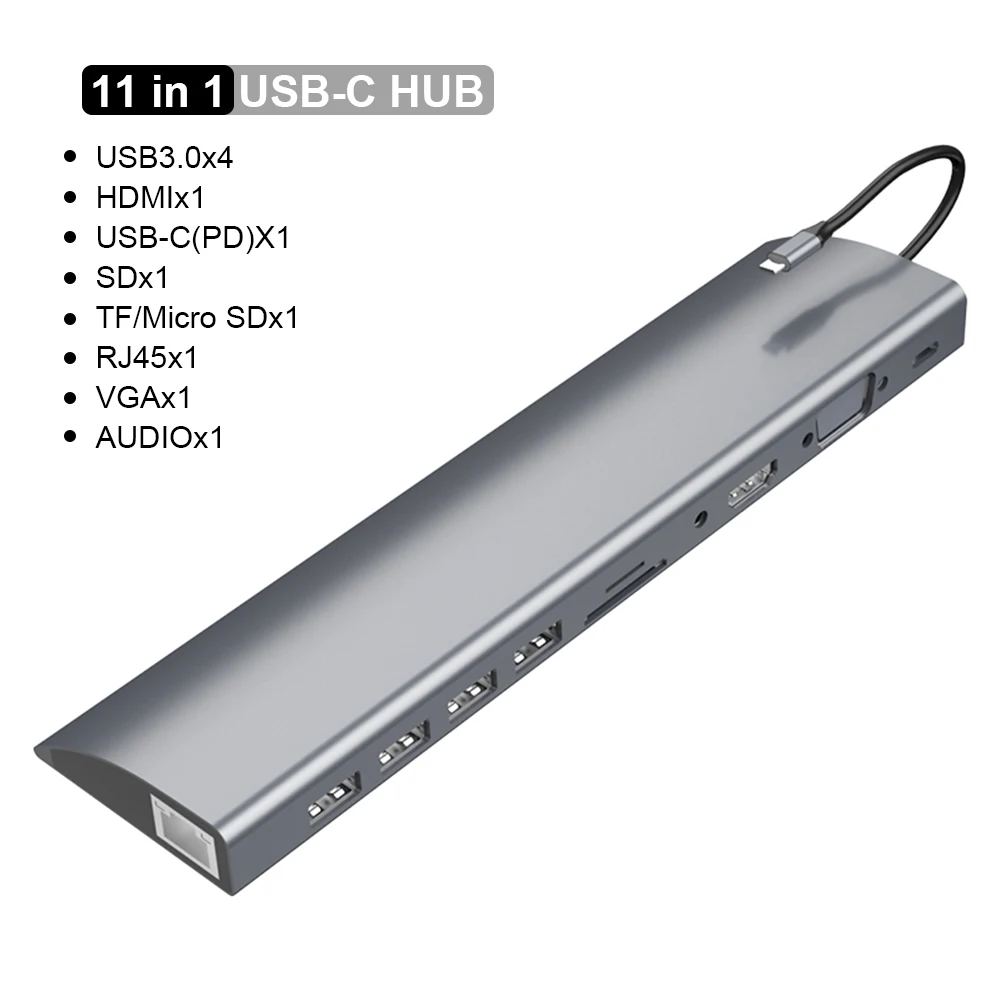 USB хаб 11 в 1 C HDMI VGA RJ45 3 0|USB-хабы| |