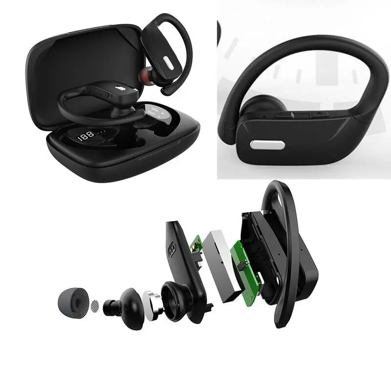 

Sweatproof Wireless Bluetooth Earphones Headphones Sport Gym Earbuds with Microphone 3500mAh Charging Box TWS Earphone 2021 New