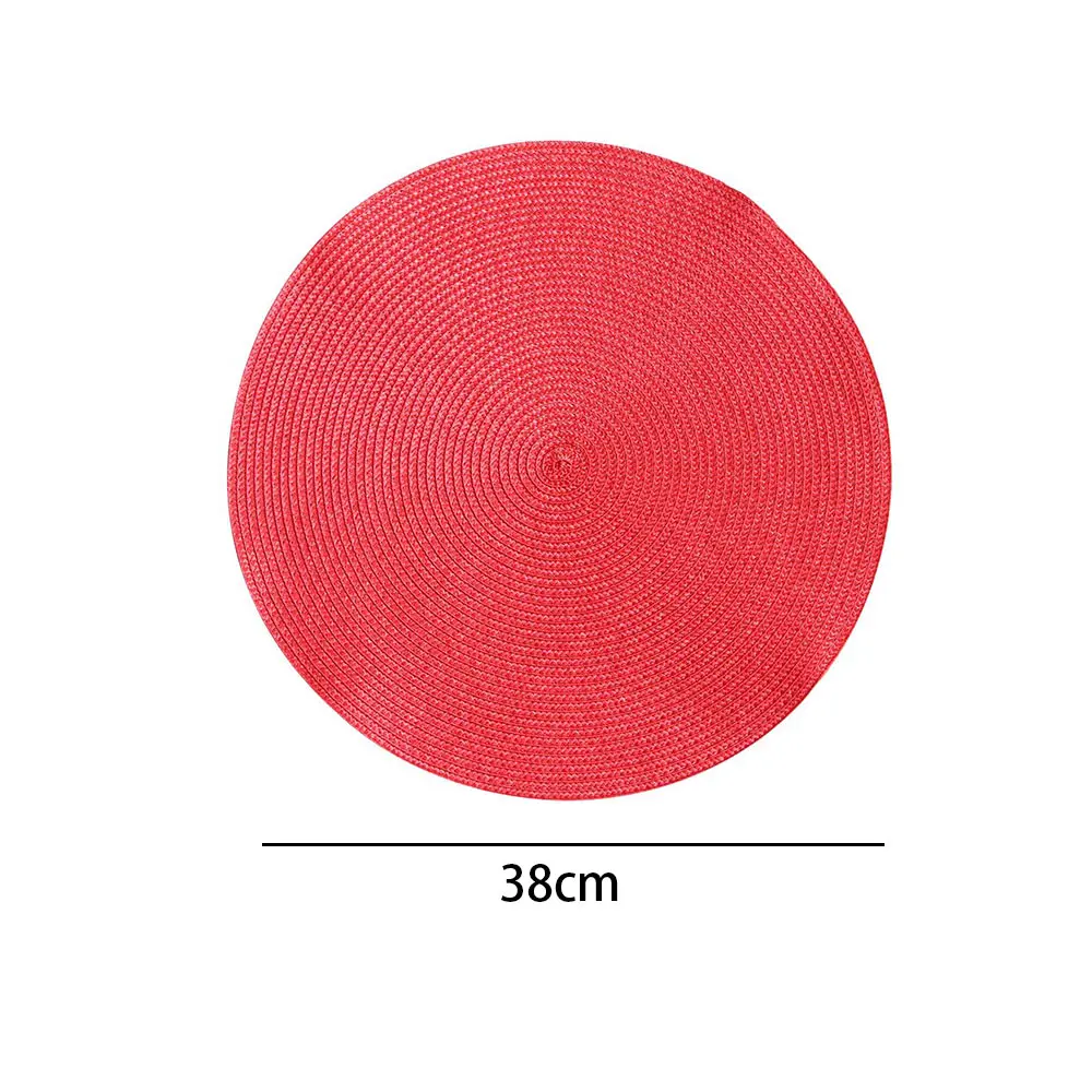 

1pc Round Woven Placemats PP Waterproof Dining Table Mat Non-Slip Napkin Disc Bowl Pads Drink Cup Coasters Kitchen Decoration