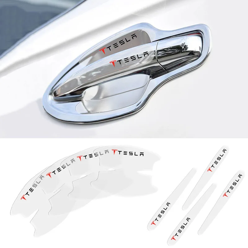 

8pcs Car Accessories Door Handle Wrist Bowl Trim Stickers for Tesla Model 3 Y 2021 Etc Auto Styling Decoration Gadget Products