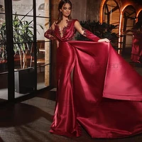 sexy evening dresses wd327 mermaid pleat appliques beads special party gowns robe de soiree with train