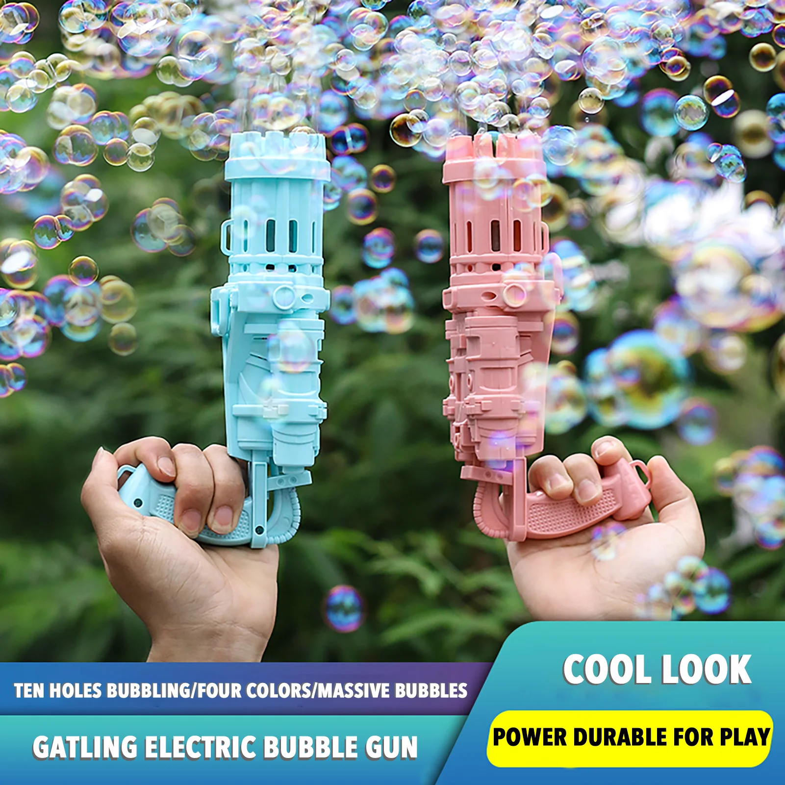 

Children's Automatic Gatling Bubble Machine 10-hole Automatic Bubble Gun Children's Toy 4 Colors