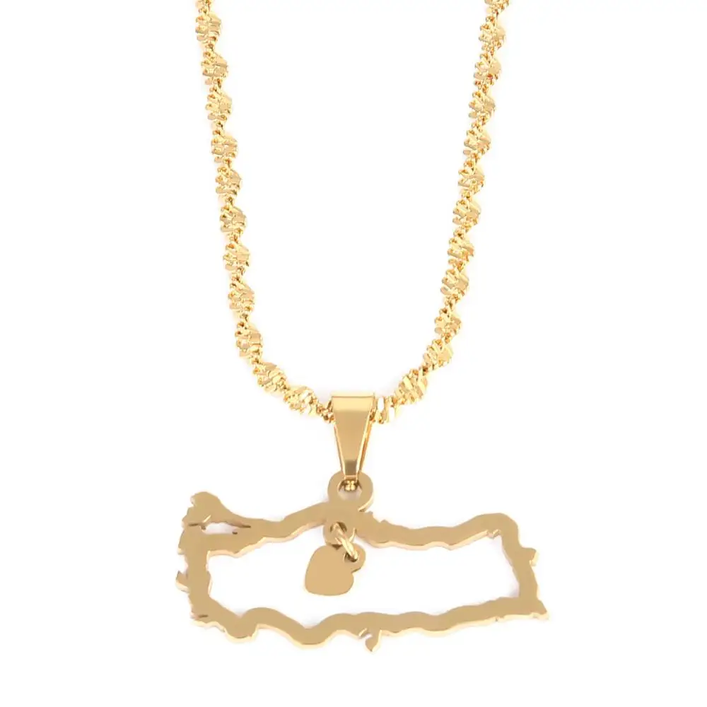 Ожерелье из нержавеющей стали в виде турецкой карты для женщин и мужчин