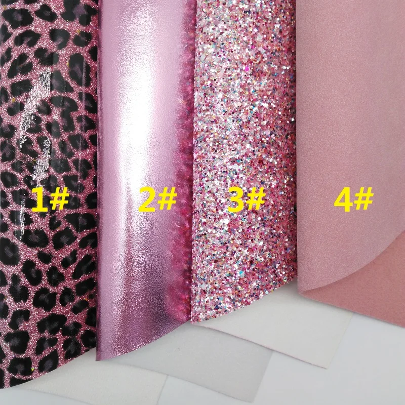 Розовая блестящая ткань леопардовая из искусственной кожи листы замши и для