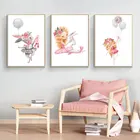 Картина на холсте с изображением танцующих кроликов и девочек, Мультяшные Плакаты для детской, спальни, дома, подарки, настенное художественное украшение