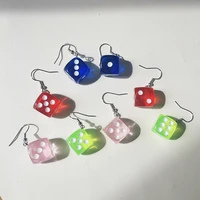 lost lady cute dice charm drop earrings for women stylish girls acrylic lightweight earrings wholesale jewelry dropshipping gift