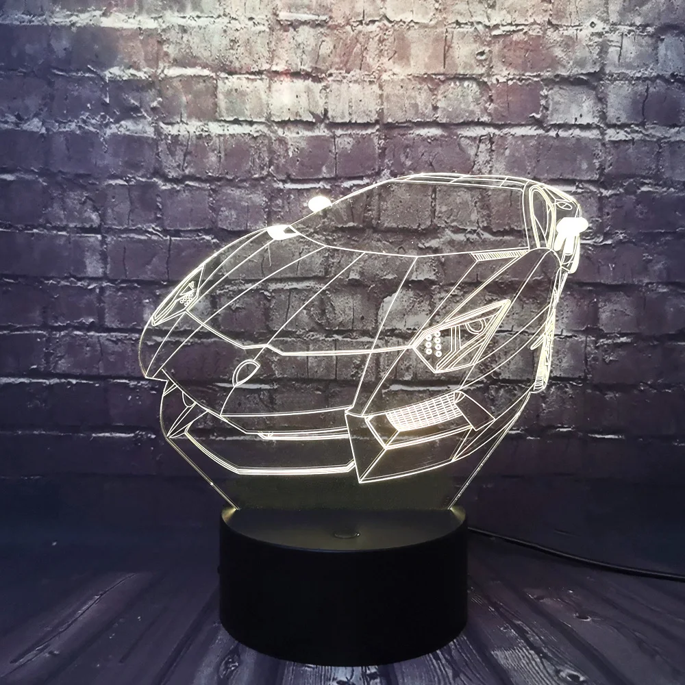 Гоночный Автомобиль 3D лампа Luminarias USB 7 цветов Изменение LED атмосфера градиент