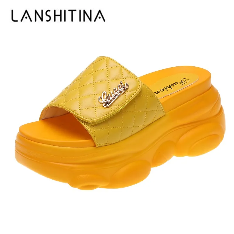 Сандалии женские на платформе 8 см босоножки танкетке Нескользящие кожаные