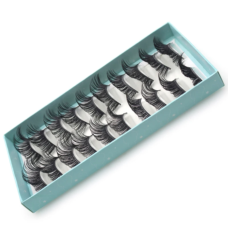 DINGSEN 10 пар натуральные длинные накладные ресницы толстый крест Макияж Красота