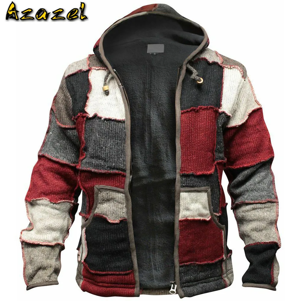 Толстовка с капюшоном для мужчин 4XL Зимний Теплый Бархатный кардиган свитер