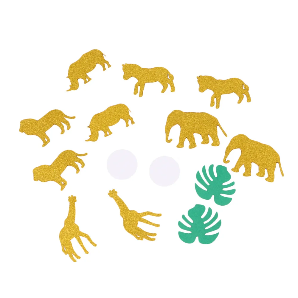 

200pcs Animal and Monstera Leaf Shape Table Confetti Glitter Paper Birthday Layout Decor Set Ornaments without White Round Confe
