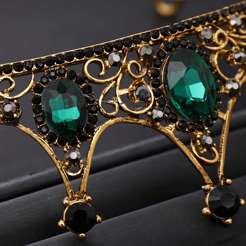 

Vintage Green Rhinestones Crystal Wedding Crown Bridal Tiara Headpiece Jewelry Hair Ornament Wedding Hair Jewelry Bridal Crown