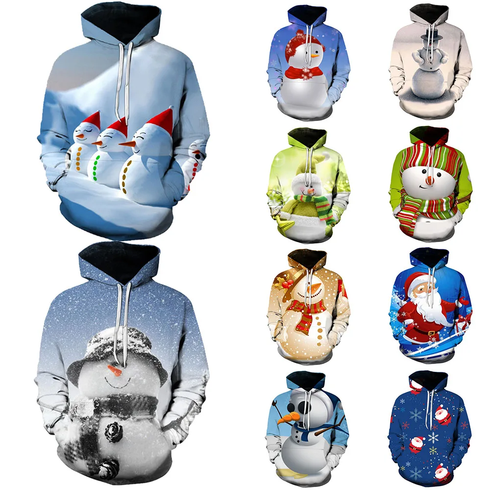 

New Christmas Hoodies Unisex Spring Autumn Pullover Men's Fashion Polyester Sport Wear Women Casual Slim Clothing