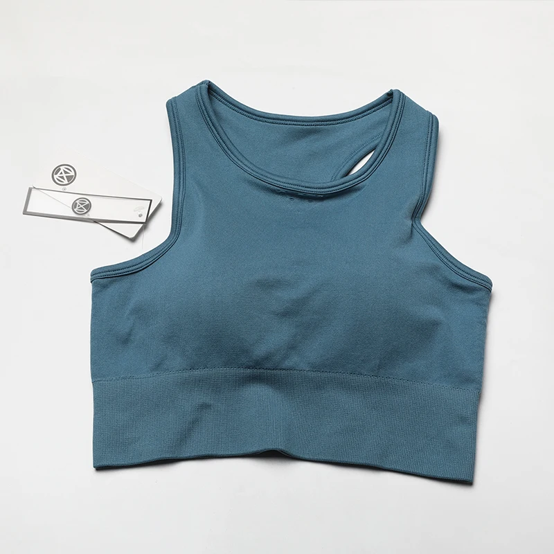 Seamless Yoga Bra with Removable Pads Skin Friendly Wearproof Breathable Fitness Sportswear BraTops Female