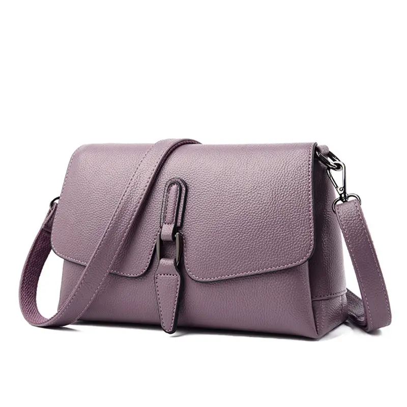 Purple Новые Мягкие Кожаные сумки через плечо для женщин, дизайнерские женские сумки через плечо, высококачественные женские сумки-мессенджеры с замком - Цвет: Purple