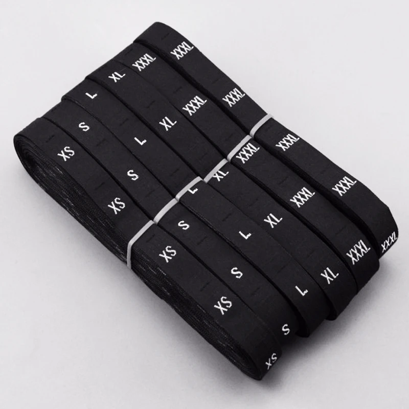 Бесплатная доставка белое/черый Дамаск полиэстер ткань ярлык с размером