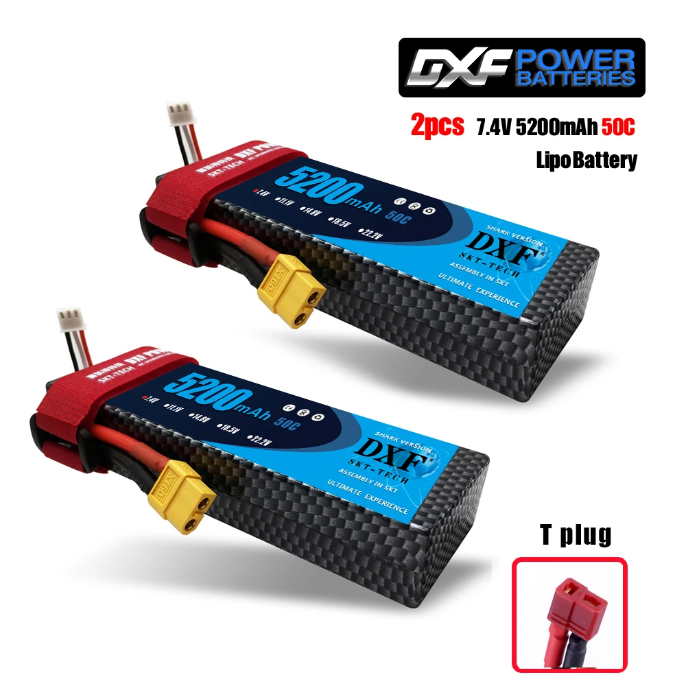2PCS520050ChardDeans 2 шт. DXF 7,4 В 3300 мАч 5200 мАч 6500 мАч Lipo аккумулятор жесткий чехол 2S 50C 60C 80C 1/10 1/8 весы для TRX Slash 4x4 RC автомобилей Жесткий Чехол - Цвет: 2PCS520050ChardDeans