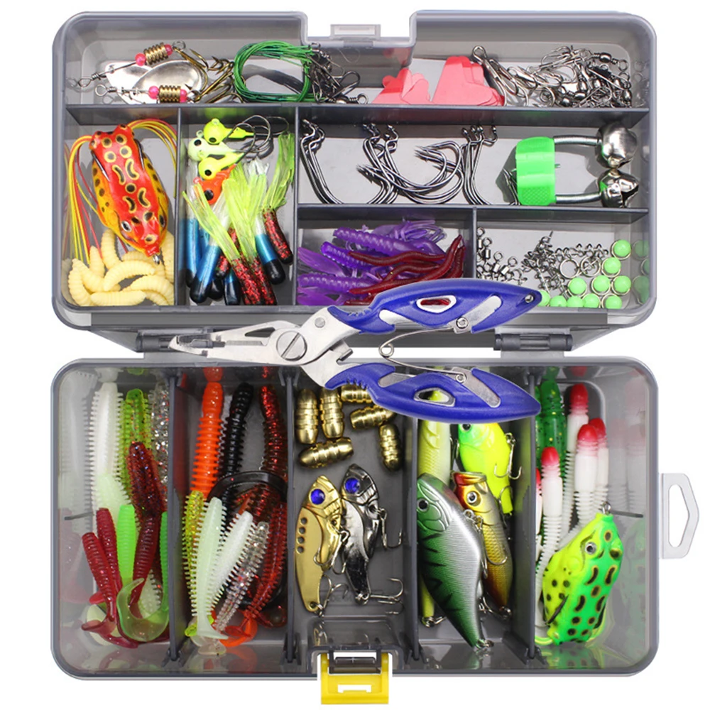 

168Pcs/Set Multi-Function Fishing Baits Hooks Kit Fishing Tackle Box Fish Lures Fishing Gear Accessories