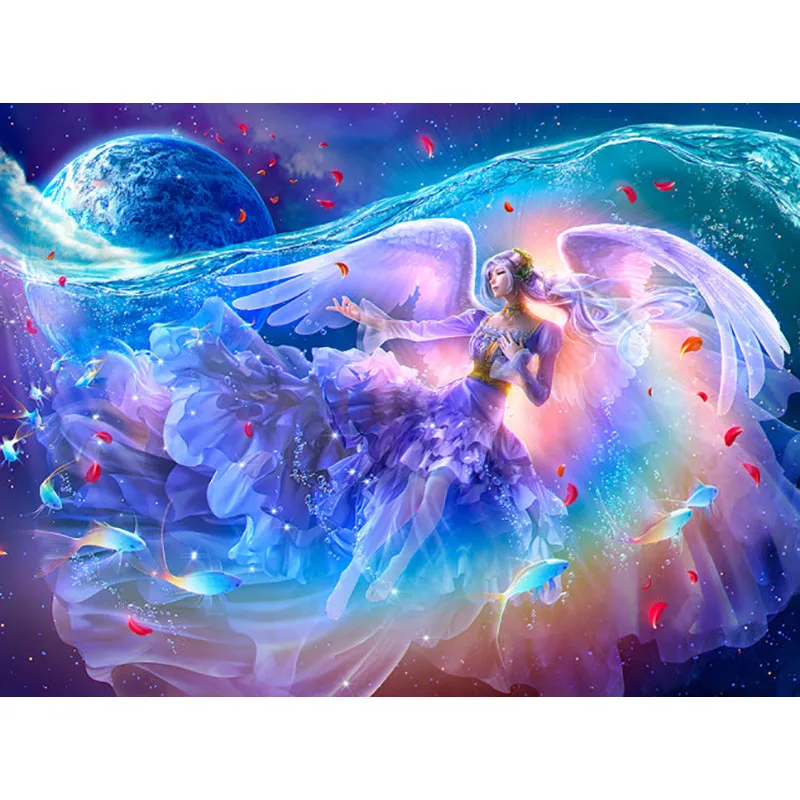 

5D DIY Diamond Painting Angel Girl Full Square Round Diamond Embroidery Scenery Fish Mosaic Painting Planet Home Decor Gift C32