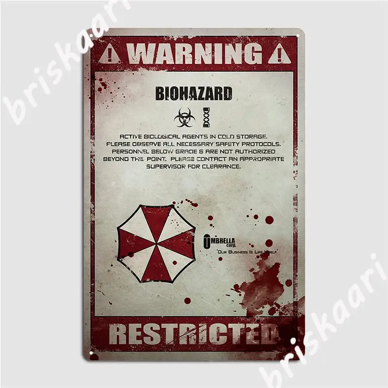 

Biohazard Warning Metal Sign Cinema Kitchen Decoration Garage Decoration Kitchen Tin Sign Poster