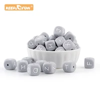 keepgrow 100pcs baby silicone alphabet beads customize baby name food grade non toxic newborn molar products oral teething toys