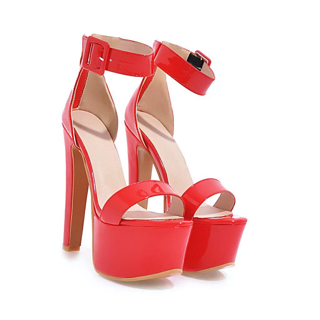 

Summer new thick heel super high heel sexy water table open toe nightclub buckle sandals