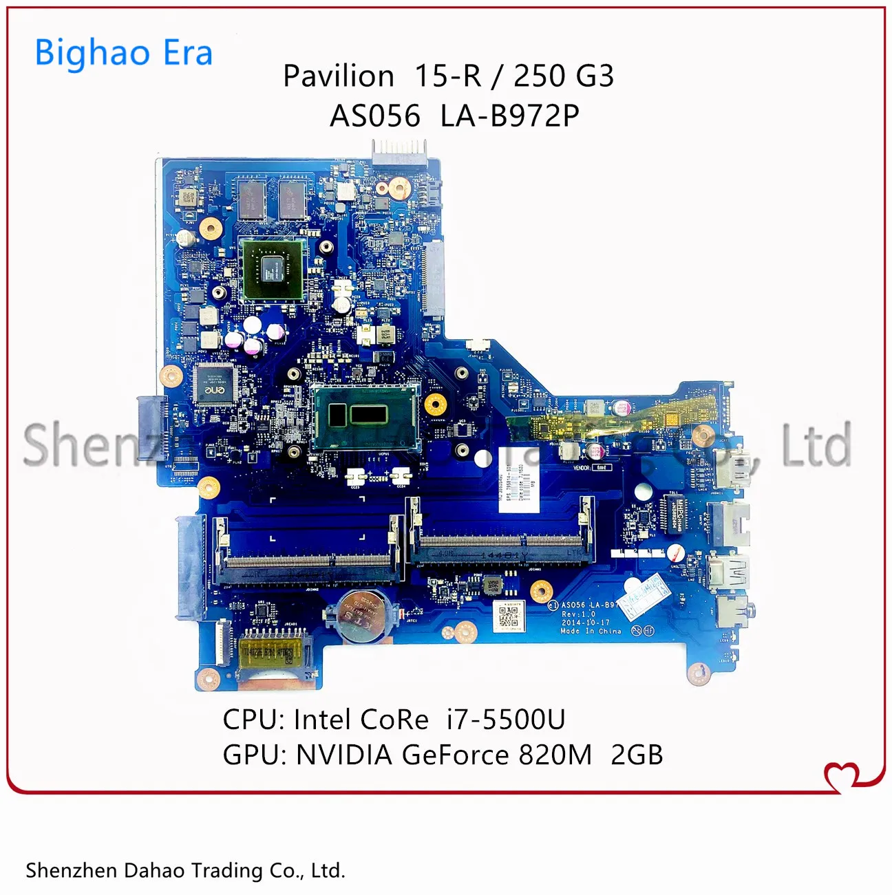 

For HP Pavilion 15-R Laptop Motherboard AS056 LA-B972P Mainboard With i7-5500U CPU GT820M 2G-GPU 795814-501 795814-001 100% Test