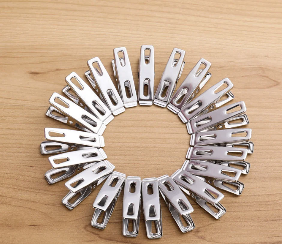 

20pcs Clothes Pins Antiskid Stainless Steel Windproof Clothes Drying Hanger Clothespins Clothes Clips Clothes Pegs Photo Clips