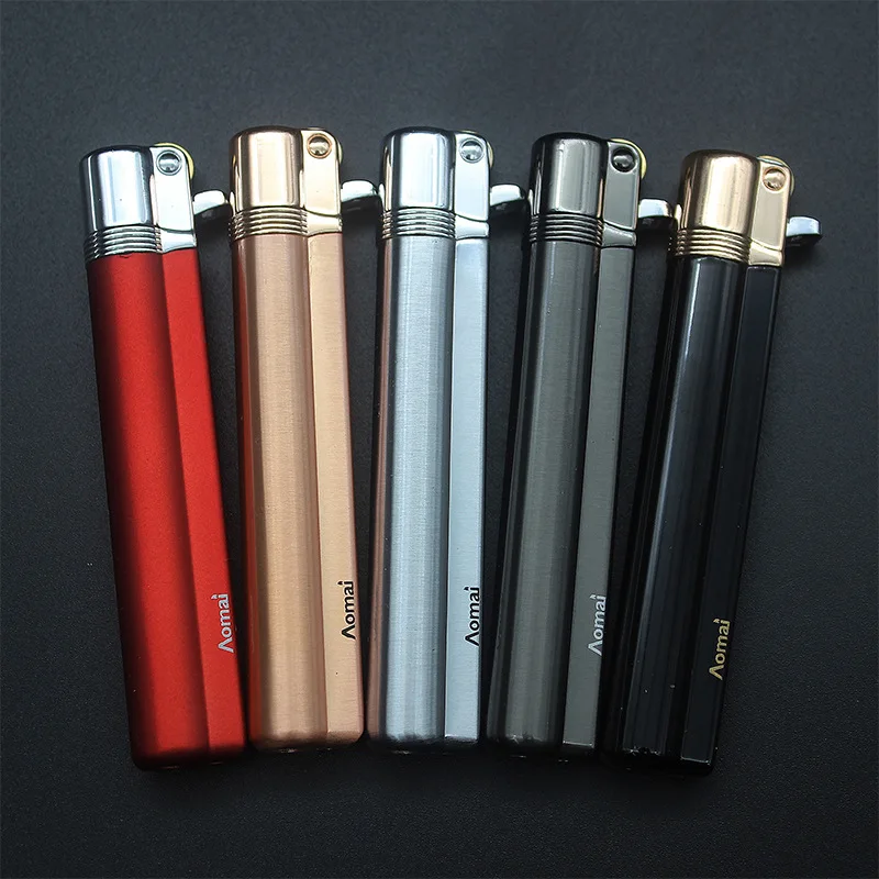 

Compact Strip Grinding Wheel Open Flame Lighter Inflatable Metal Cigar Lighter 1300 C Butane Gadgets For Men