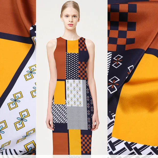 

140 см в ширину натуральный шелк атласная ткань 19 мм Эластичный шелковый метр атласной ткани Глянцевая платье-футболка ткань оптовая продажа...