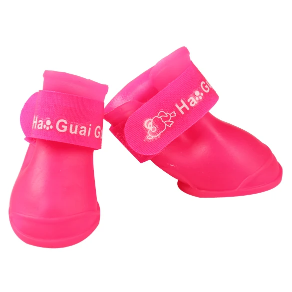 

4 Pcs Waterproof Pet Boots Dog Protective Rubber Rain Shoes Candy Color BOM666