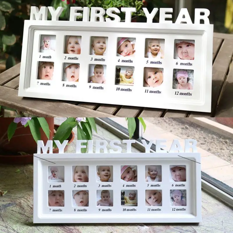 

Creative DIY 0-12 Month Baby \"MY FIRST YEAR\" Pictures Souvenirs Commemorate Growing Memory Gift Display Plastic Photo Frame