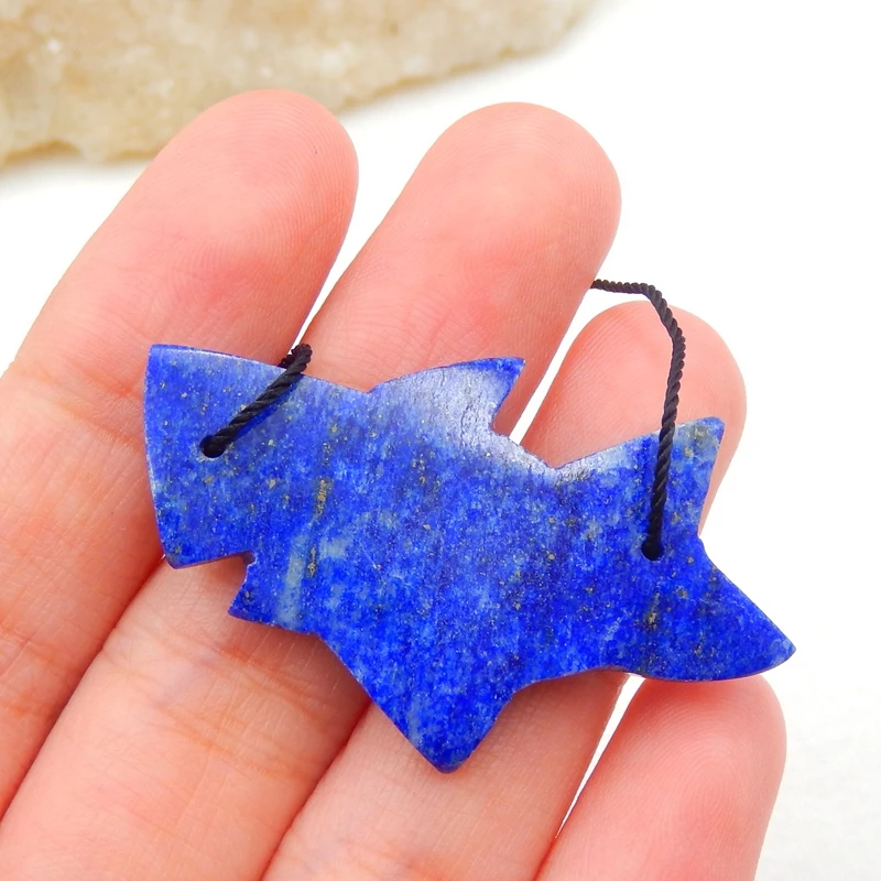 

Carved Lapis Lazuli fish Natural stone Pendant Bead,40x26x4mm7g