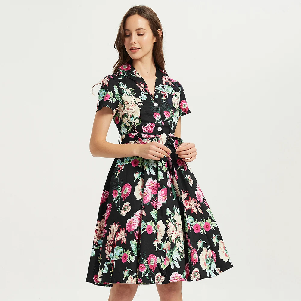 

50s 60s Vintage Dresses Retro Pin UP 4XL Plus Size Tunic Women Jurk Autumn Winter Casual Party Robe Rockabilly Clothing Vestido