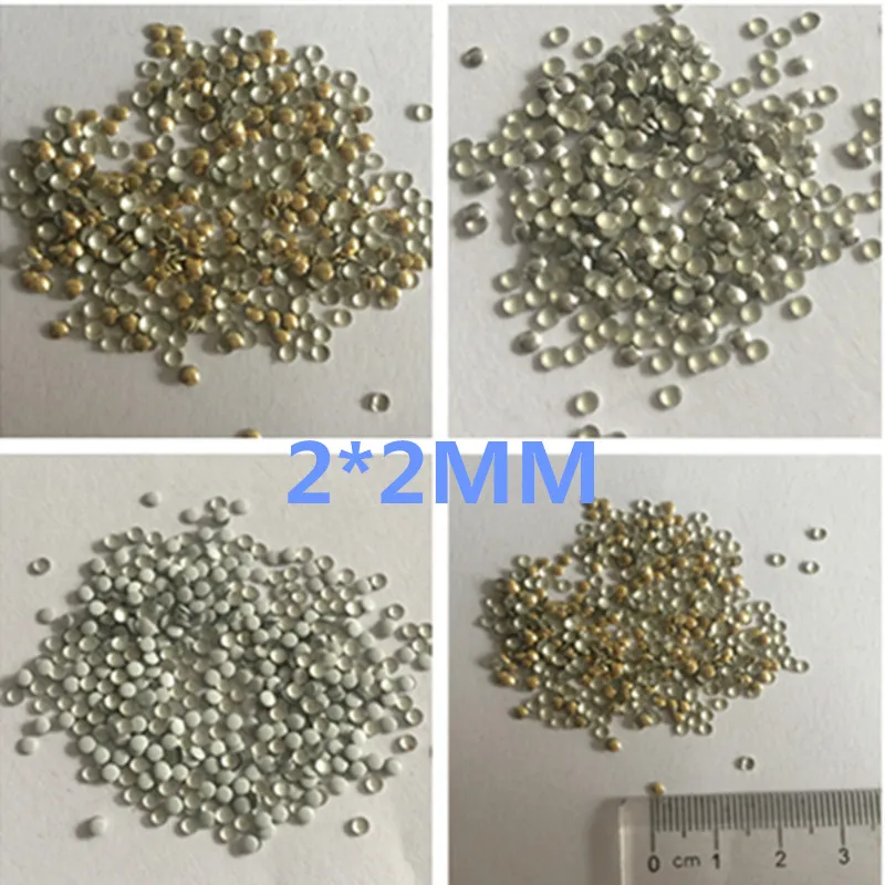 1000 шт. 2 мм Золотые/Серебристые/белые металлические украшения для одежды
