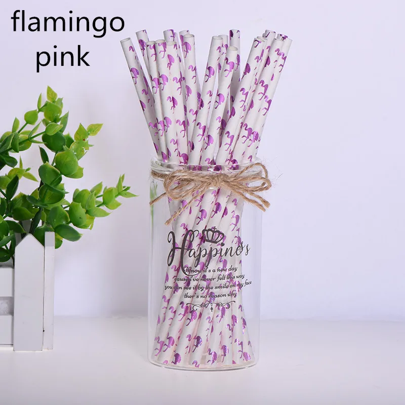 flamingo pink 25 шт торт Топпер бумажные соломинки с фламинго для дня рождения украшения дети взрослые выпускные поставки одноразовые Коктейльные трубочки - Цвет: flamingo pink