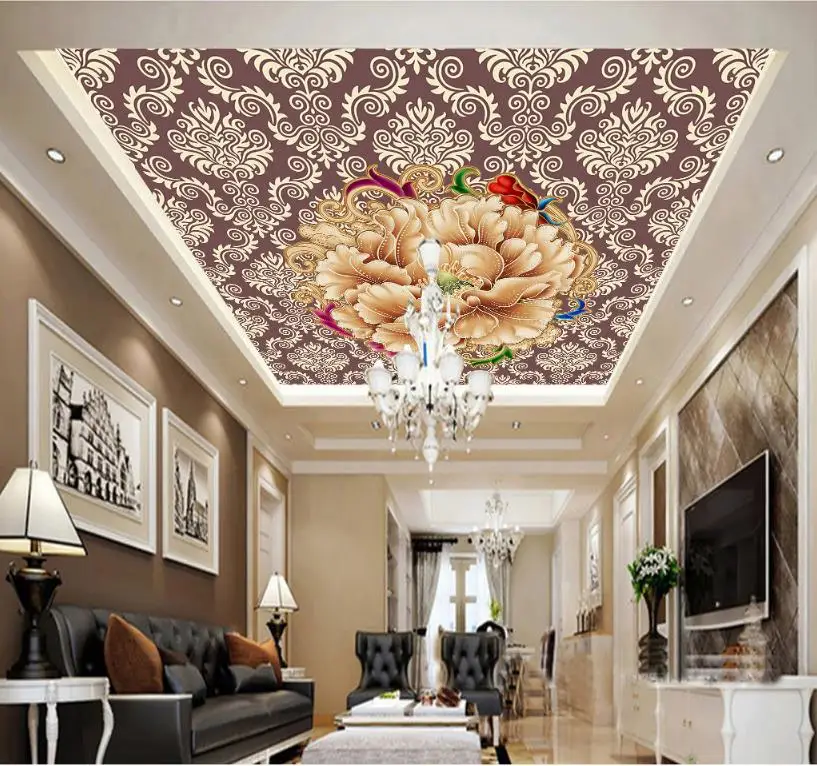3D ceiling custom home decor wallpaper wall Chinese rose 3d HD stereoscopic wallpape murals | Обустройство дома